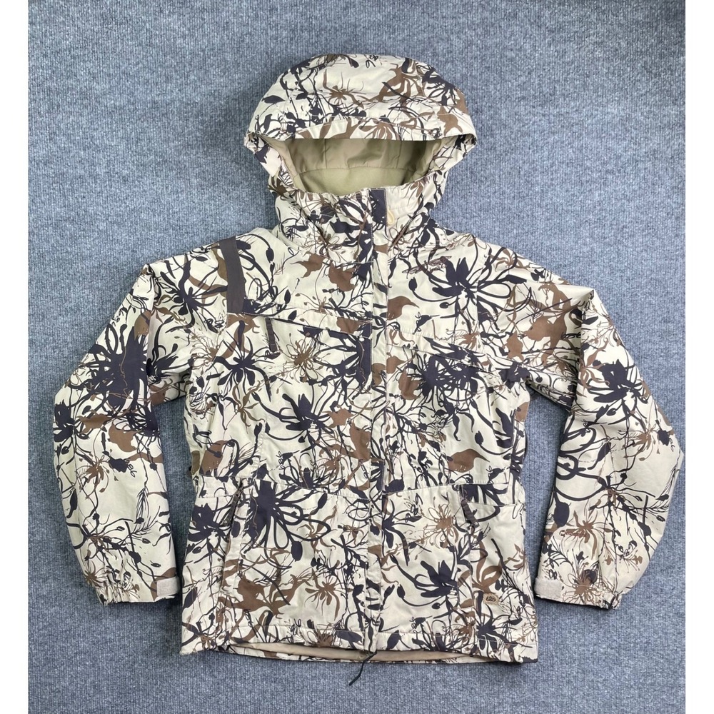 686 Mannual Snowboard Jacket‎ Womens Medium Tan Brown Floral Print Hooded Coat